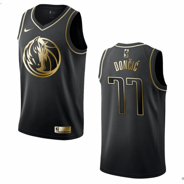 Luka Dončić #77 – Dallas Mavericks Golden Edition Jersey – Black