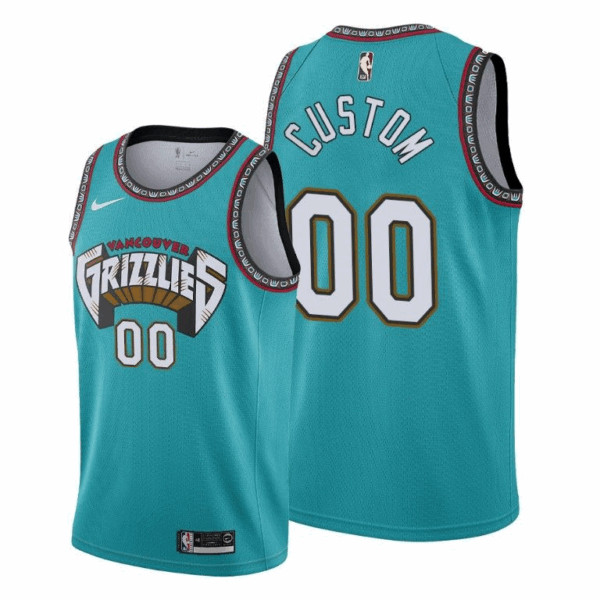 Custom Memphis (Vancouver) Grizzlies – Hardwood Classics Teal Jersey (Throwback-Inspired)