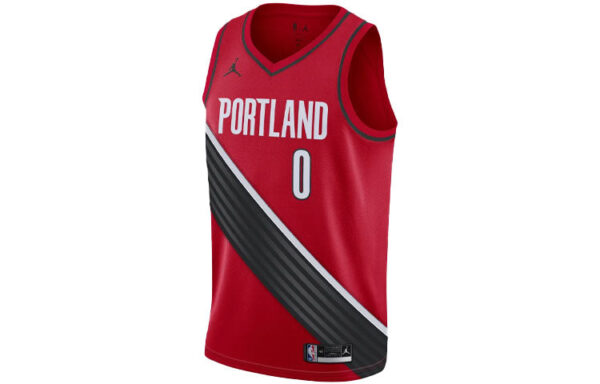 Men's Air Jordan NBA Sports Basketball SW Fan Edition 20 Season Portland Trail Blazers . Lillard No. 0 Red Jersey CV9492-657 | ICNY SPORT - Image 2