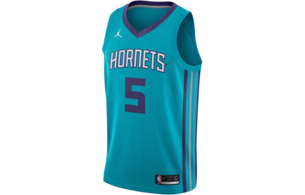 Men's Air Jordan NBA Retro Basketball Jersey/Vest SW Fan Edition Charlotte Hornets No. 5 Blue Green 864463-430 | ICNY SPORT - Image 2