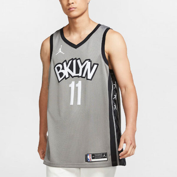Air Jordan NBA Sports Basketball Jersey SW Fan Edition 2020-21 Season Brooklyn Nets Kyrie Irving 11 Black Gray CV9469-008 | ICNY SPORT - Image 4