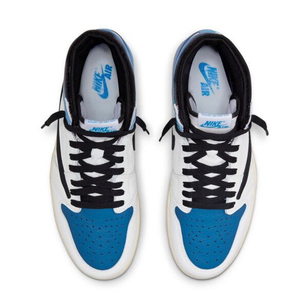 Air Jordan 1 Retro High X Fragment Design X Travis Scott 'Sail Black Military Blue' DH3227-105 - Image 4