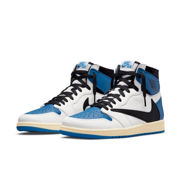 Air Jordan 1 Retro High X Fragment Design X Travis Scott 'Sail Black Military Blue' DH3227-105 - Image 3