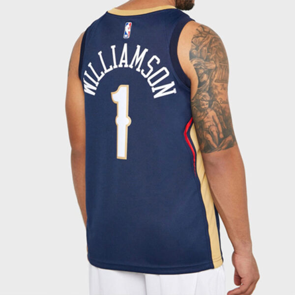 Nike NBA Zion Williamson Basketball Sports Jersey SW Fan Edition New Orleans Pelicans 1 Navy Blue Dark Blue 864493-427 | ICNY SPORT - Image 6