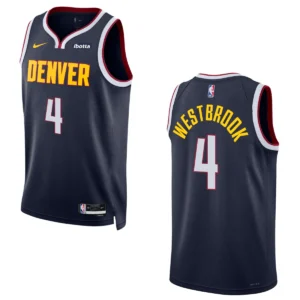 Men’s Russell Westbrook #4 Denver Nuggets Jersey – 2024 Icon Edition Navy | Stitched NBA Basketball Jersey
