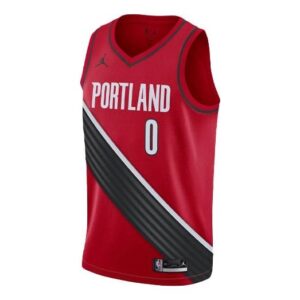 Men's Air Jordan NBA Sports Basketball SW Fan Edition 20 Season Portland Trail Blazers . Lillard No. 0 Red Jersey CV9492-657 | ICNY SPORT
