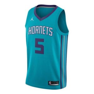 Men's Air Jordan NBA Retro Basketball Jersey/Vest SW Fan Edition Charlotte Hornets No. 5 Blue Green 864463-430 | ICNY SPORT