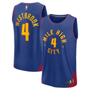 Men’s Russell Westbrook #4 Denver Nuggets Jersey – 2024 Icon Edition | Navy Blue Stitched Basketball Jersey