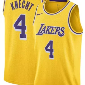 Men’s Dalton Knecht #4 Lakers Jersey – 2024 Draft Icon Edition Yellow | Stitched NBA Basketball Jersey
